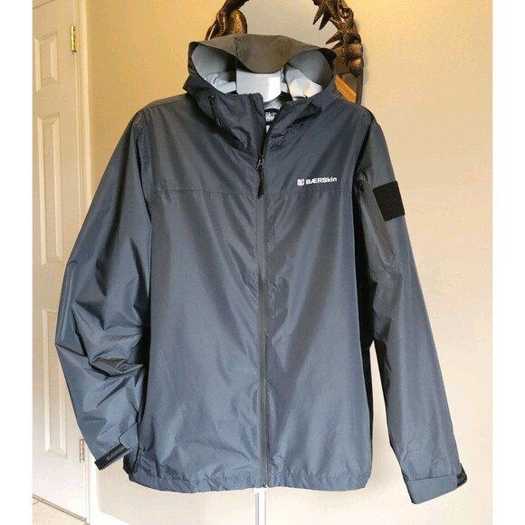 BAERSkin Tactical Heavy Storm Rain Jacket Navy Blue Mens XL Waterproof Packable